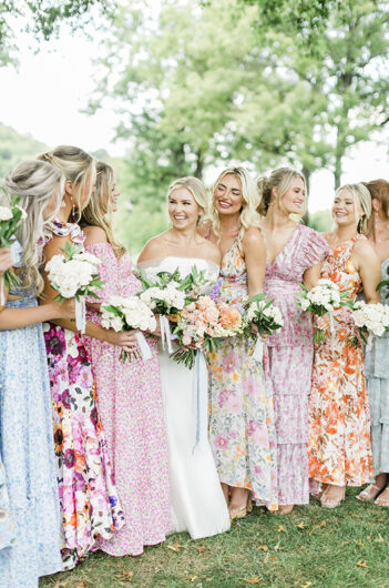 alisa adkison and miles svoboda garden style wedding in tennessee bridesmaids laughing