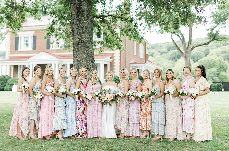 alisa adkison and miles svoboda garden style wedding in tennessee bridesmaids with bouquet