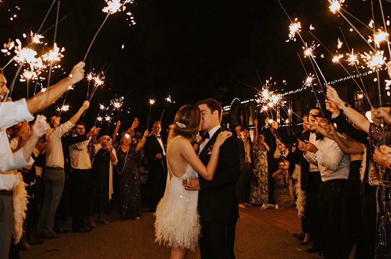 emily and matt marry in a classic church ceremony with a vintage reception bride and groom exiting