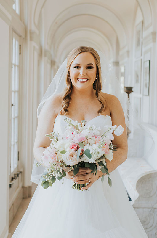 A Spring Wedding with a Blush Aesthetic Bride Solo Shot