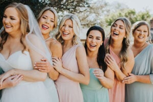 A Spring Wedding with a Blush Aesthetic Bridesmaids Candid