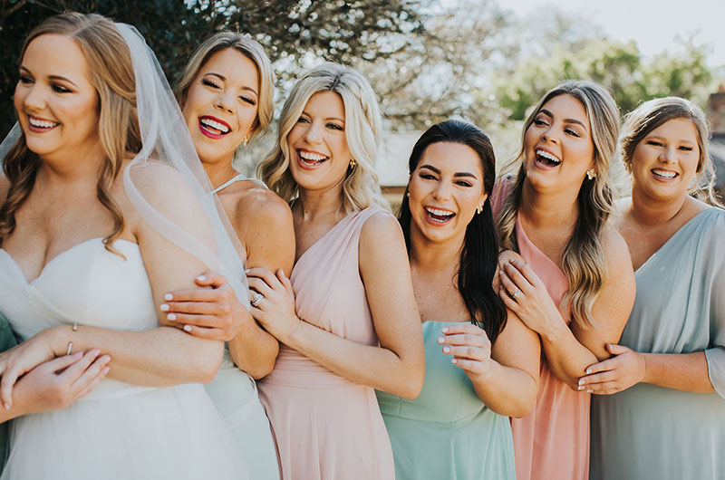 A Spring Wedding with a Blush Aesthetic Bridesmaids Candid