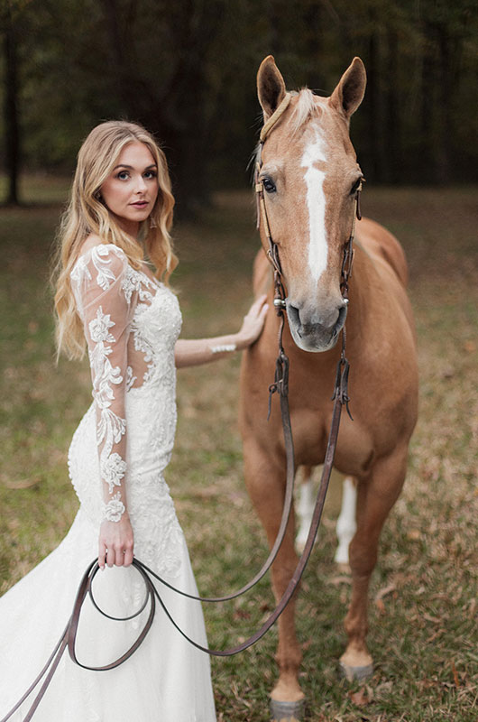 Ashton Williams and Tyler Zuber Marry at Fawn Hollow in Quitman Arkansas Bride with Horse