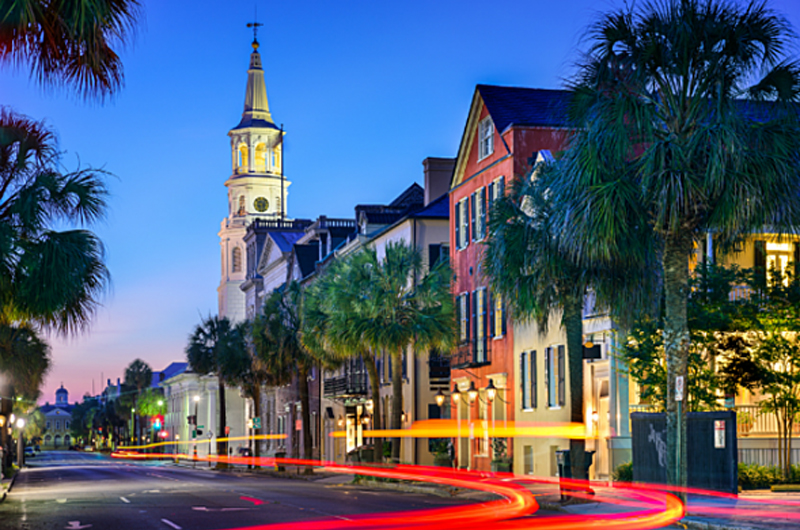 Downtown Charleston dusk Styled