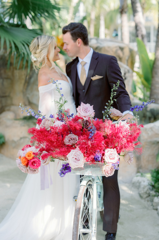 Styled By Southern Bride Cheeca Lodge Spa Island Reception Inspiration couple with bike