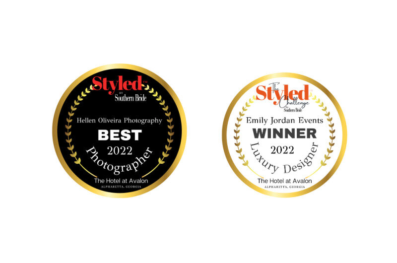 Styled By Southern Bride The Hotel At Avalon Atlanta Georgia Reception Inspiration winner badges