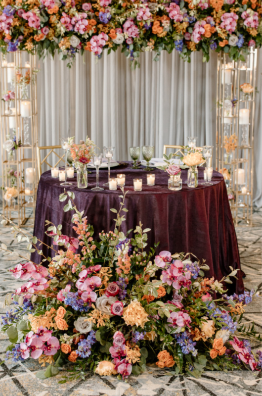 Styled By Southern Bride The Hotel At Avalon Reception Inspiration table with flowers