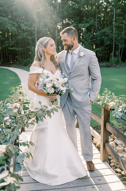 Kendall and Blake Marry in a Whimsical Ceremony at White Fox Cottage Bride with Groom