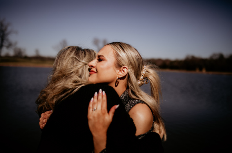 Summer Geraci and Gavin Burgess Engagement in Winnsboro Texas hug