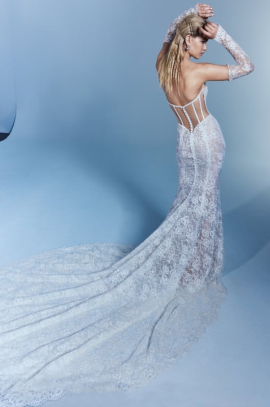 TOP WEDDING DRESS TRENDS OF FROM NYC BRIDAL FASHION WEEK blue floral wedding dress