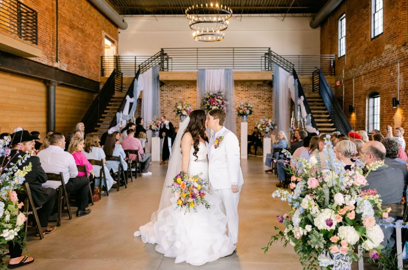 Angela and MichelleWindhamWedding Kiss
