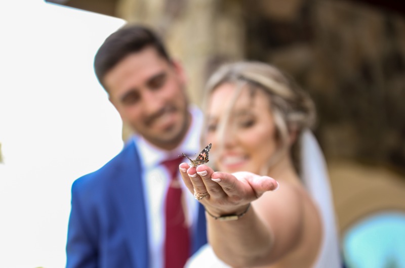 Zach Gabby Wedding Buttefly Closeup