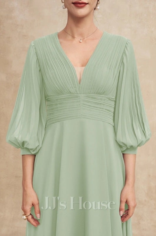 JJ's House Pleated Chiffon Celadon Closeup JJ's House Pleated Chiffon Celadon Closeup
