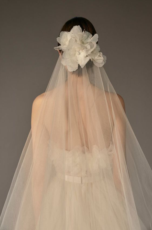 wedding hairstyles fall veils ellie saab