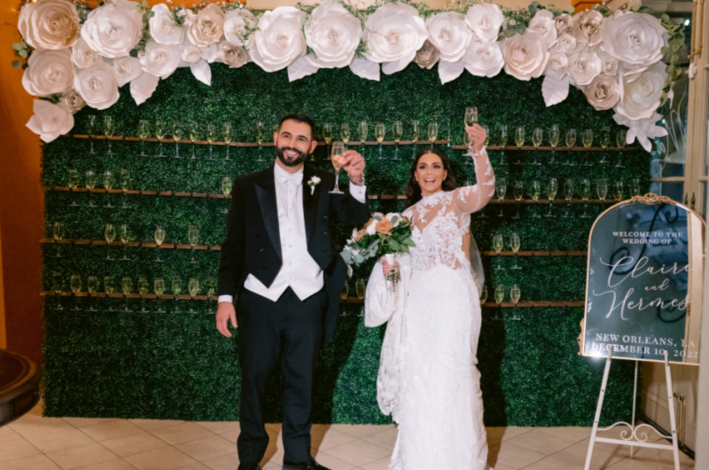 Claire And Hermes Marry In New Orleans toast
