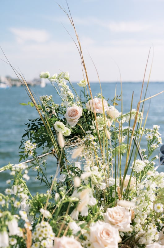 Sail Away With Me Charleston South Carolina flowers on the boat