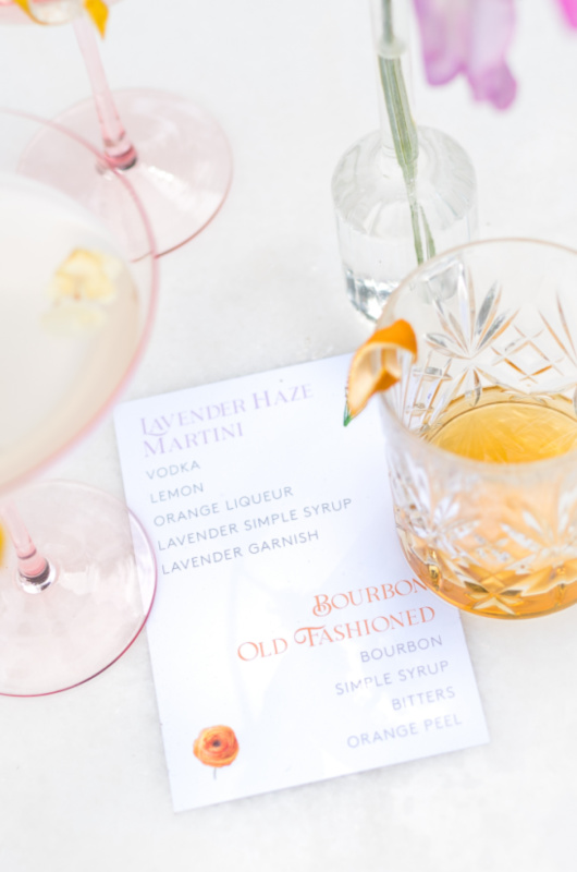 Styled Shoots By Southern Bride Charleston Cedar Room drink menu