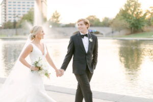 Anna Catherine Brooks And Owen Crump Marry In Huntsville Alamaba water fountain