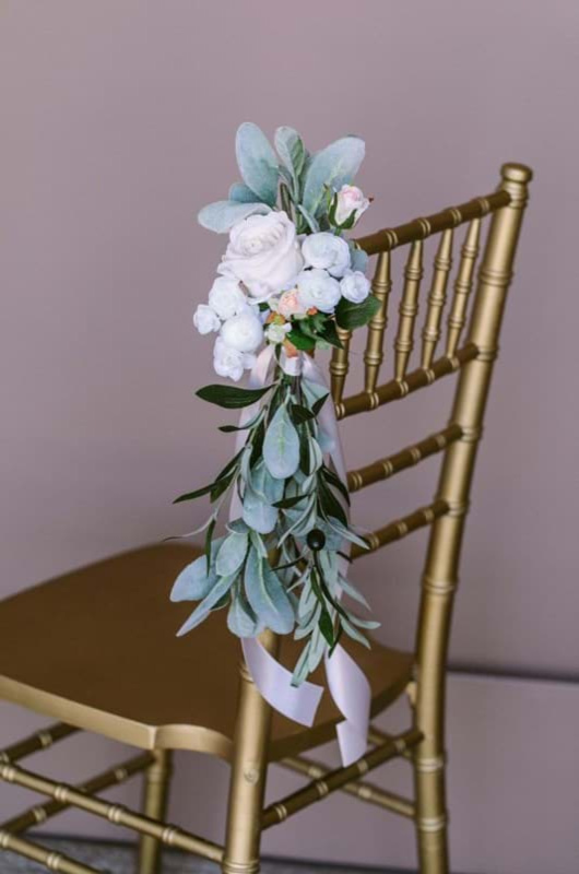 Fall Wedding Flowers With Something Borrowed Blooms chair flower decor