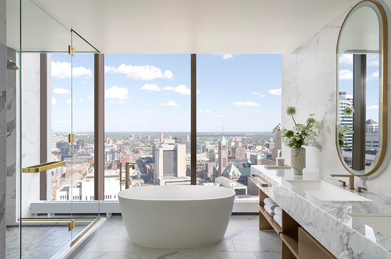 Retreat to Four Seasons Hotel Minneapolis for Your Next Special Occasion Guest Room Bathroom