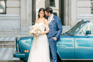 Styled By Southern Bride Gibbs Museum Charleston South Carolina couple in front of museum