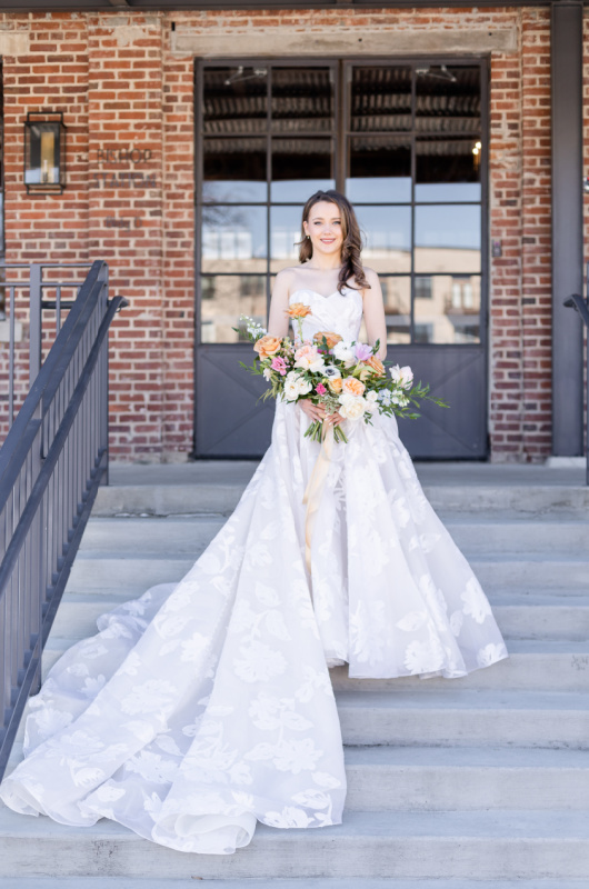 Urban Blooms Atlanta Georgia bride on steps