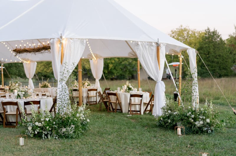 Actress Laura James Vintage Wedding tent