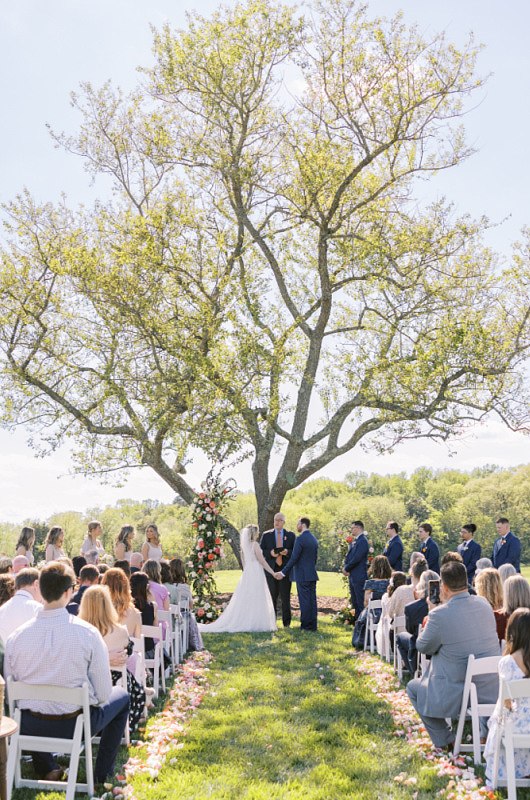 Abigail Magdzairz And Jason Best ceremony under the tree