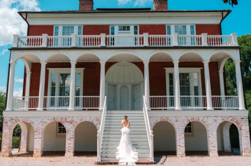 Ivory Dreams Columbia South Carolina bride on the stairs