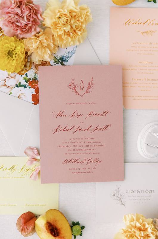 Styled Shoot Peaches & Dreams Tarpon Springs Florida Invitations