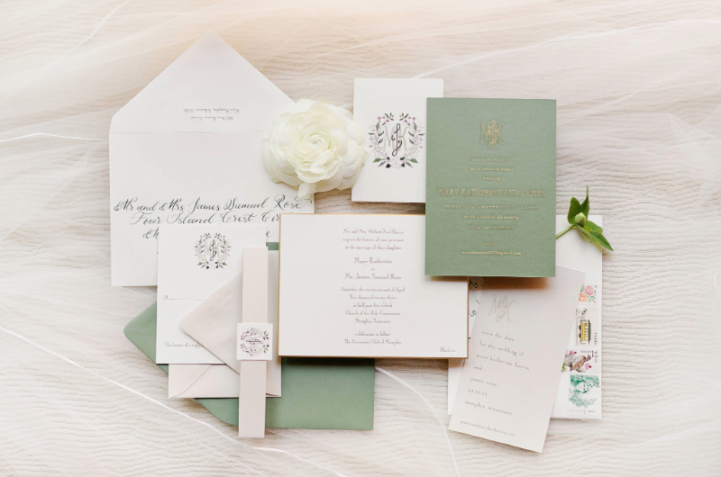 Mary Katherine Harris & James Rose Real Weddings invitations