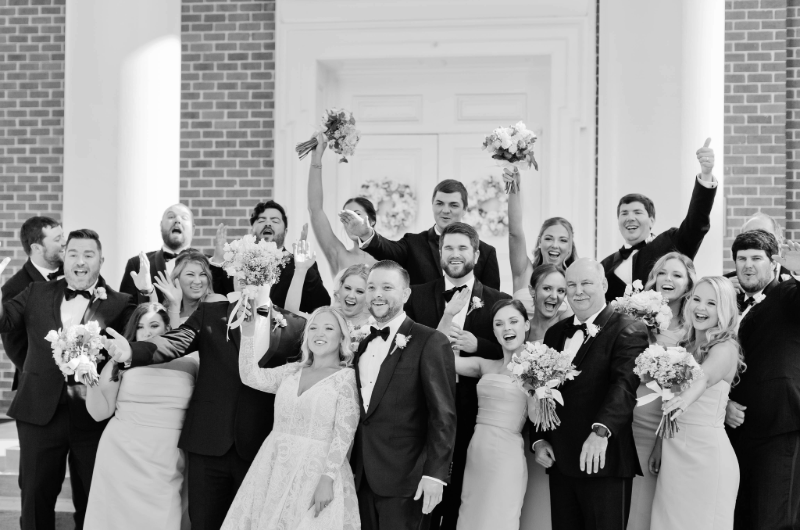 Mary Katherine Harris and James Rose Real Weddings black and white bridal party
