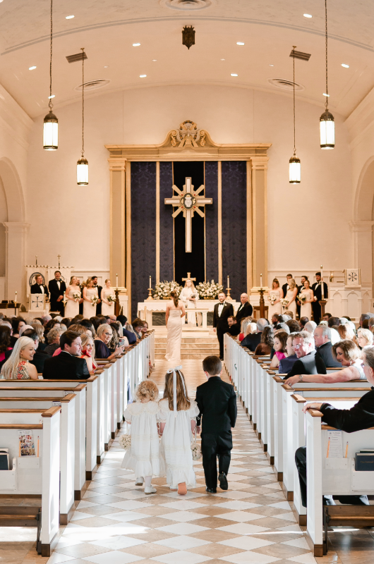 Mary Katherine Harris and James Rose Real Weddings children down the aisle