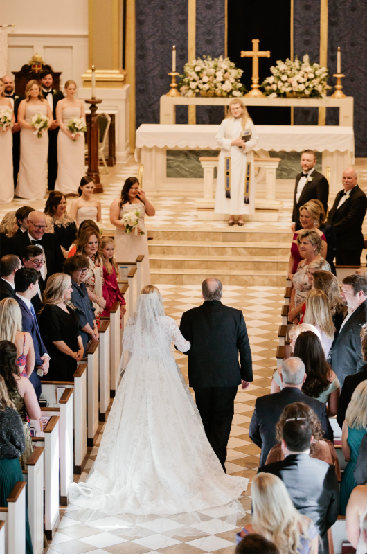 Mary Katherine Harris and James Rose Real Weddings father and bride walking down aisle