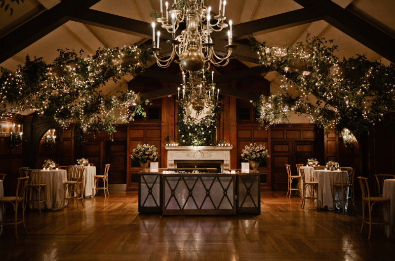 Mary Katherine Harris and James Rose Real Weddings venue flowers and lights