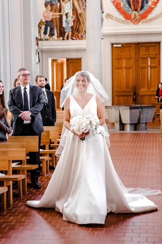 Paige Trauth And Taylor Hover down the aisle Paige Trauth And Taylor Hover down the aisle