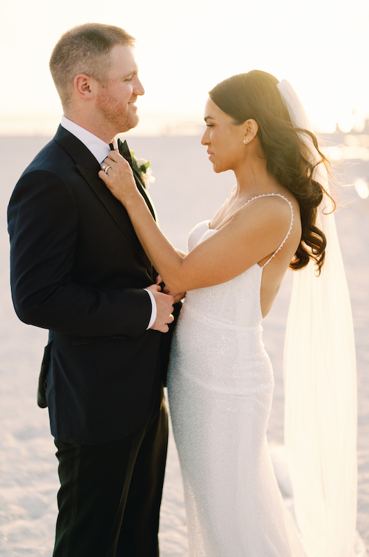 Taylor and Chris Wed Along Florida Gulf Coast at The Ritz Carlton Sarasota Bride and Groom on the Beach