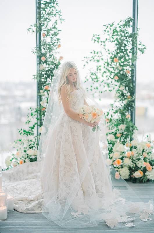 Four Seasons Nashville Bride and Flowers window