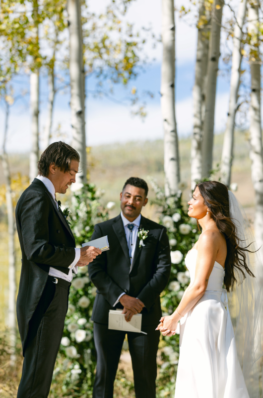 caelynn and dean real wedding bride and groom altar