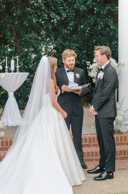 summer priester and alex hoffman real wedding bride and groom during ceremony summer priester and alex hoffman real wedding bride and groom during ceremony