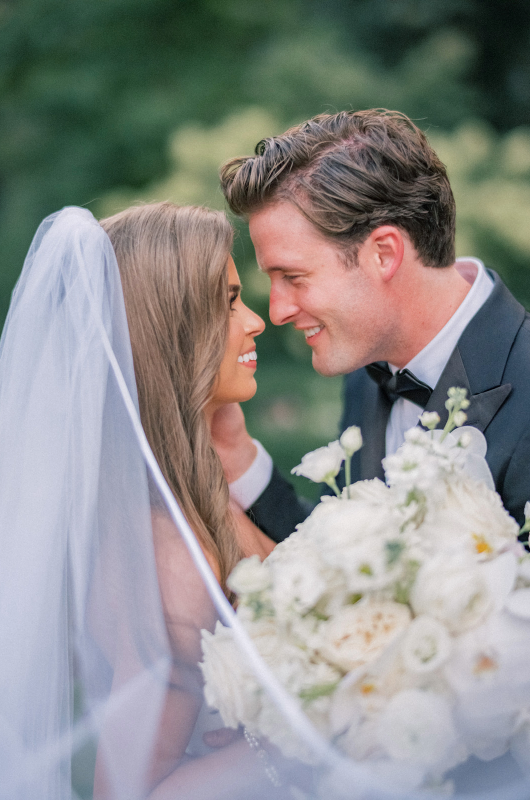 summer priester and alex hoffman real wedding bride and groom smile