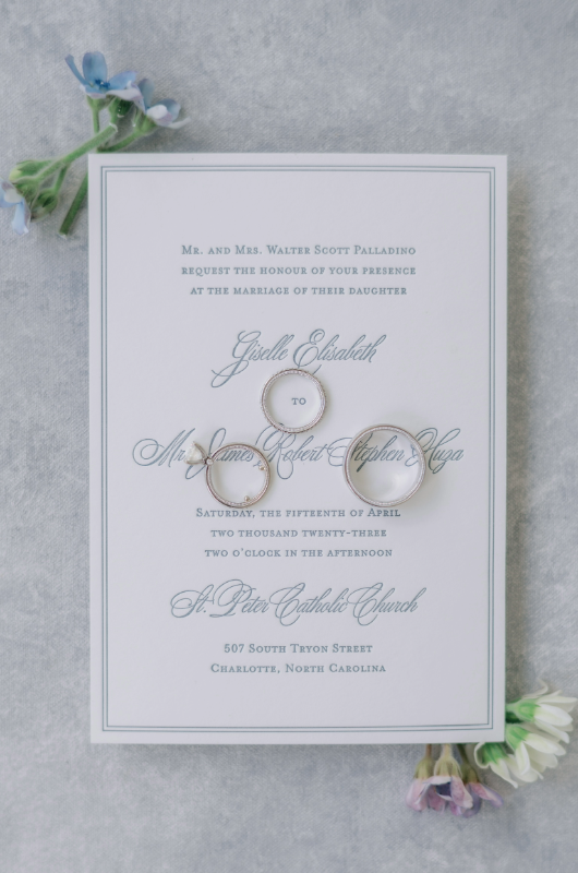 giselle palladino and jamie huzu real wedding invitations and rings