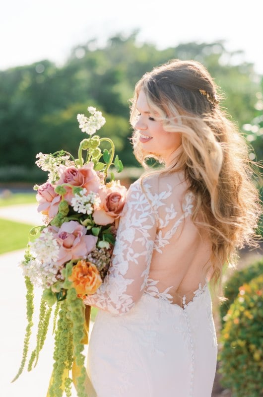 Ashley Howerton and Bailey bride with flowers