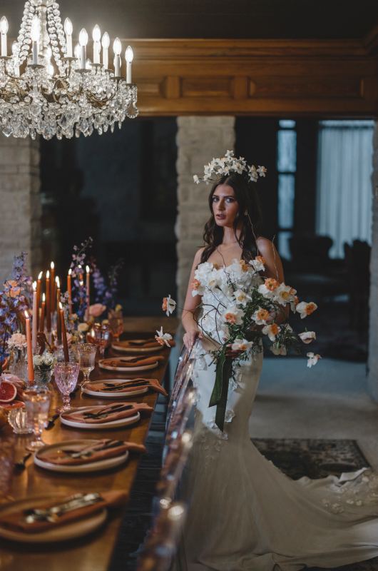 Graceful At Greystone Estate Beaver Creek Arkansas bride by table