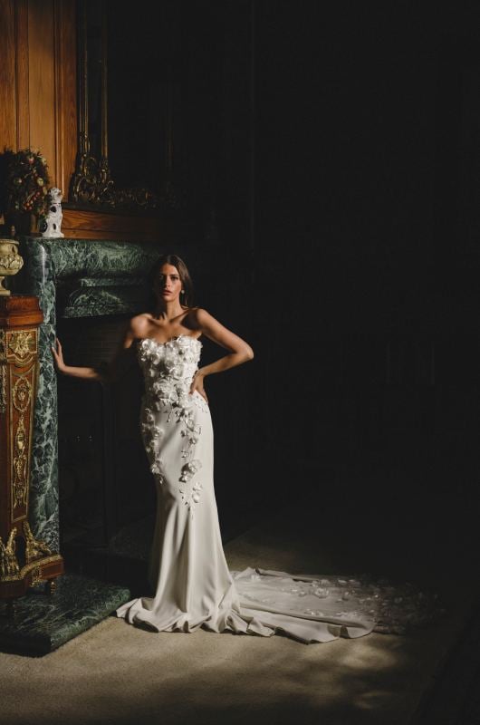 Graceful At Greystone Estate Beaver Creek Arkansas bride by the fireplace