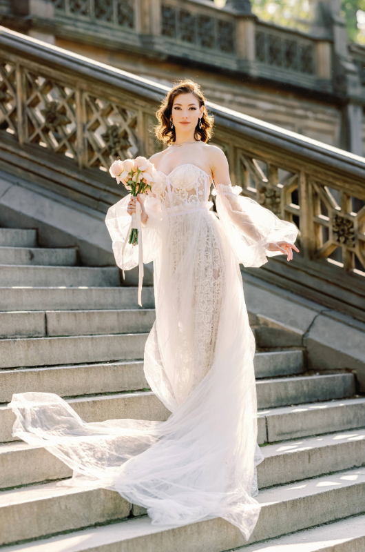 new york styled shoot bride on stairs