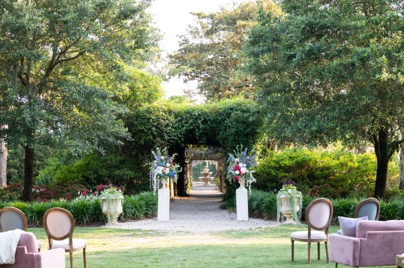 An Italian Garden Affair Airlie Gardens Wilmington North Carolina ceremony set up
