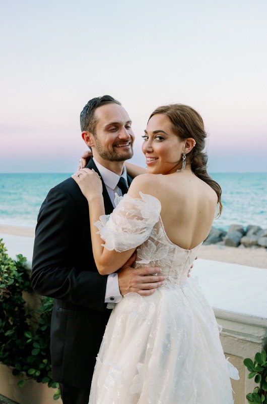 Megan Nager And Corey Turner bride and groom ocean views