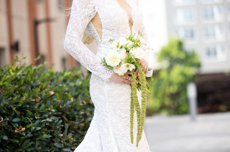 Rooftop Sophistication at the Avenue Greenville South Carolina Bouquet and Wedding Gown