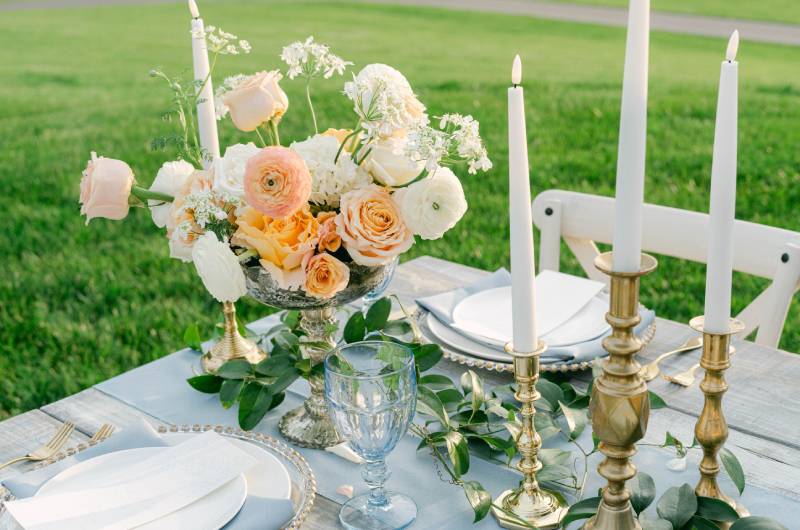 Southern Florals at the White Dove Barn Nashville Tennessee Candles